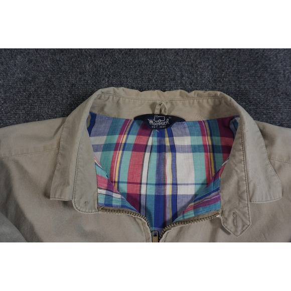 Vintage Woolrich Jacket Mens Large Khaki Harrington Full Zip Preppy Casual - Picture 2 of 9